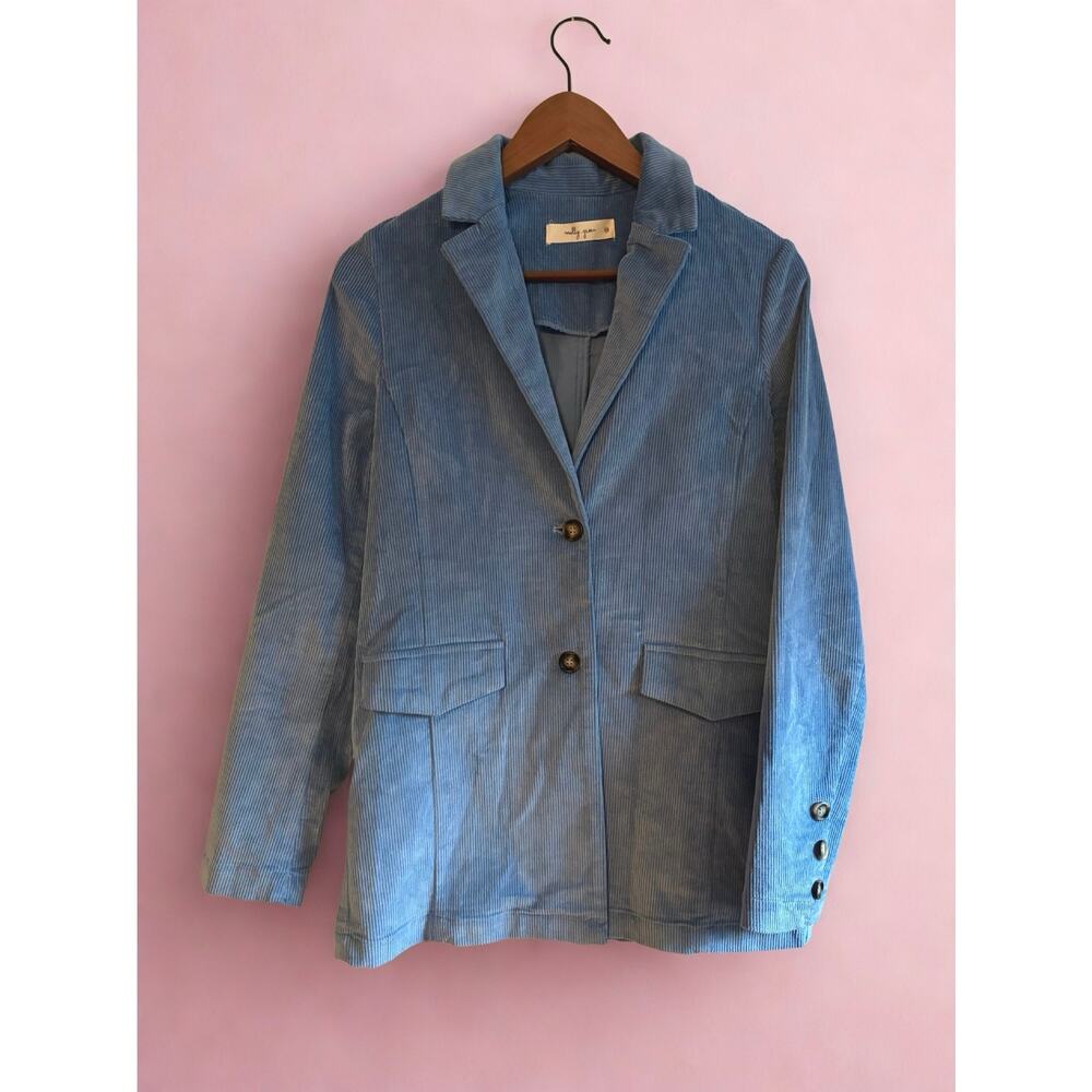 Molly Green Baby Blue Corduroy Blazer | Women’s XS Pastel Jacket